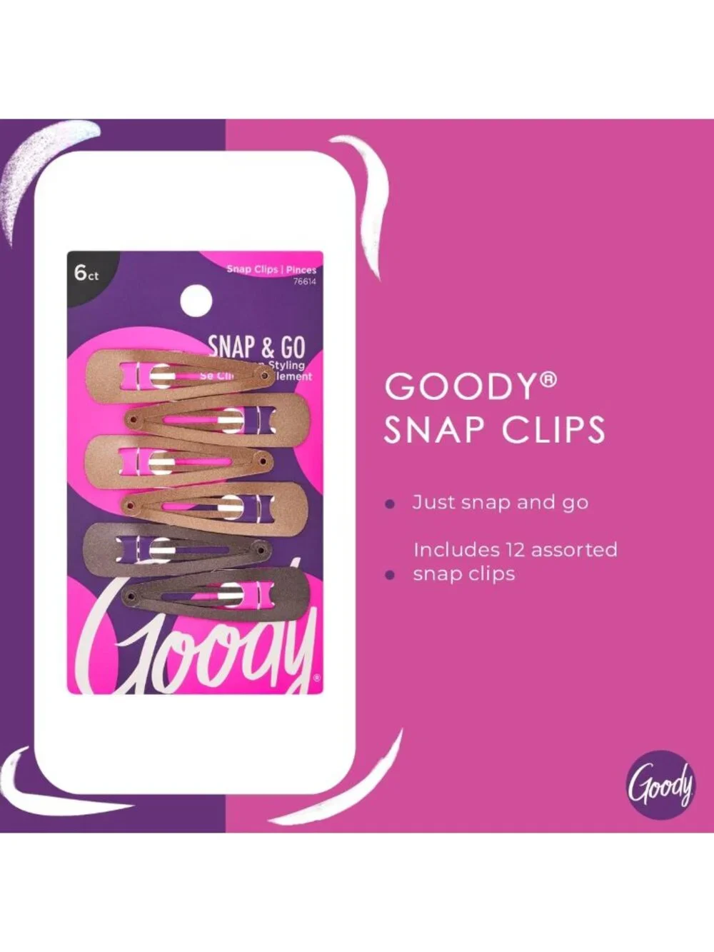 6 Metal Snap Clips for All Hair Types - Pain-Free, Comfortable Hair Accessories